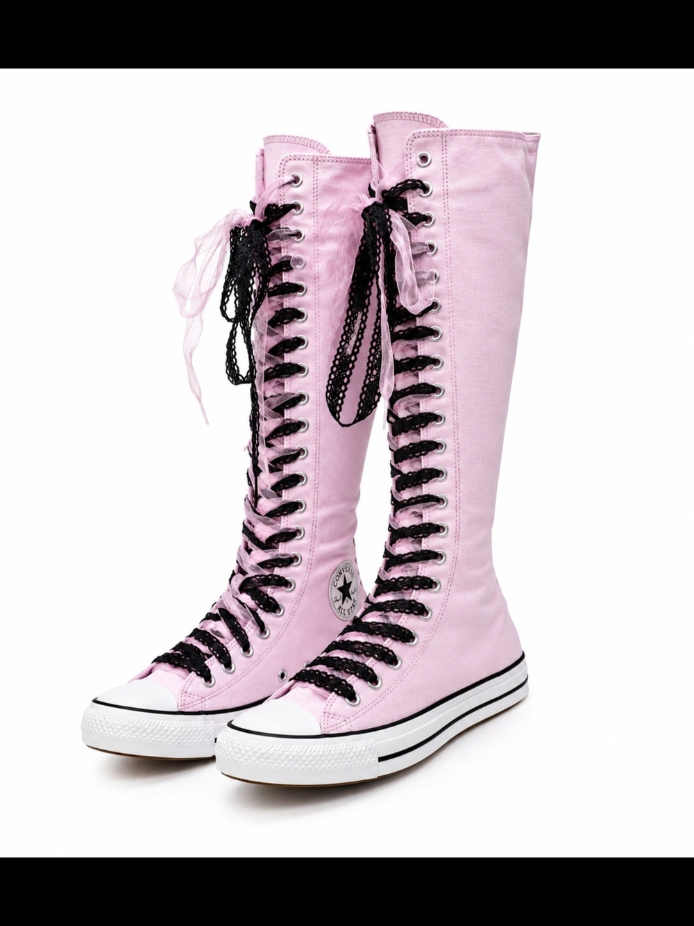 Converse All Star Light Pink Knee-High Lace-Up Canvas Sneakers Brand New No Tag